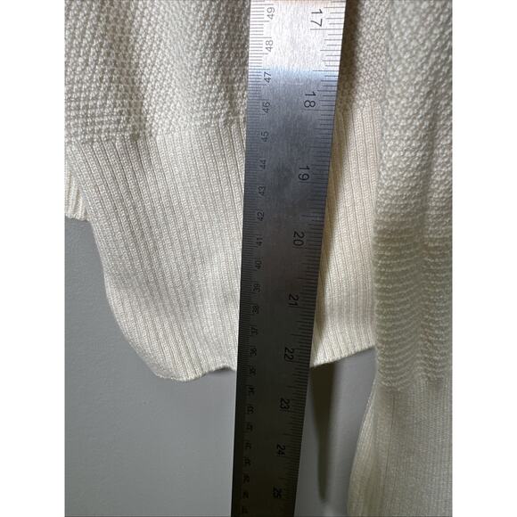 VTG J.Jill Cardigan Womens M Knit‎ Sweater Cream Crochet Wool Blend Old Money - Picture 6 of 7